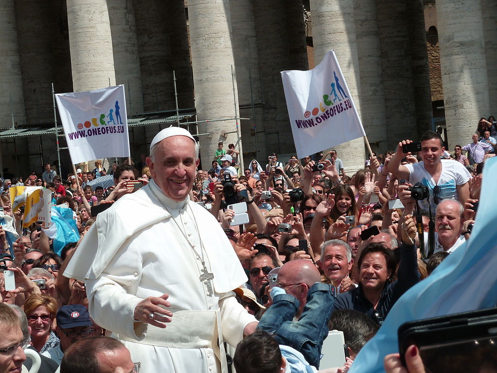 pope, man in a crowd